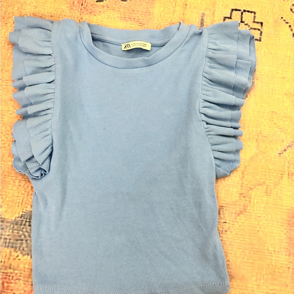 Zara Blue Ruffle Top
Size XS